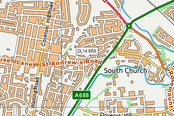 DL14 6RX map - OS VectorMap District (Ordnance Survey)