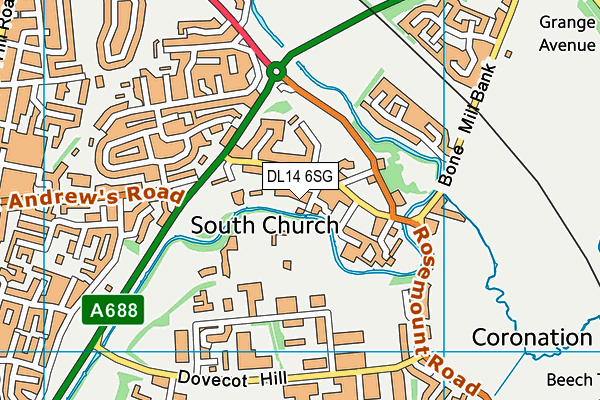 DL14 6SG map - OS VectorMap District (Ordnance Survey)