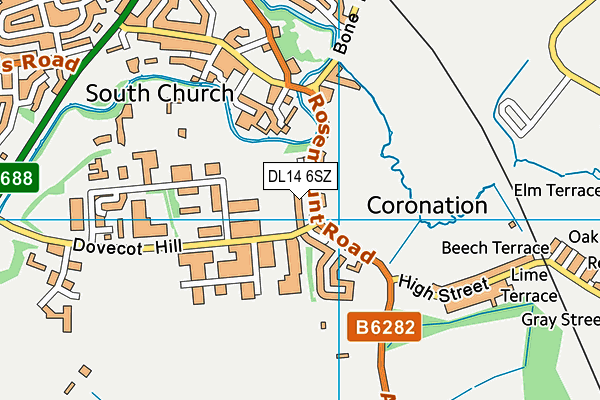 DL14 6SZ map - OS VectorMap District (Ordnance Survey)