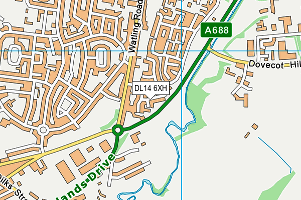 DL14 6XH map - OS VectorMap District (Ordnance Survey)