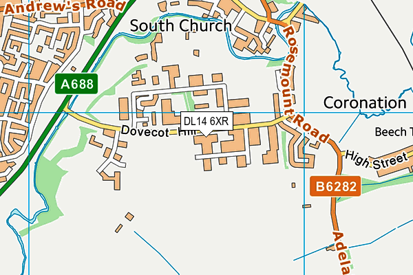 DL14 6XR map - OS VectorMap District (Ordnance Survey)