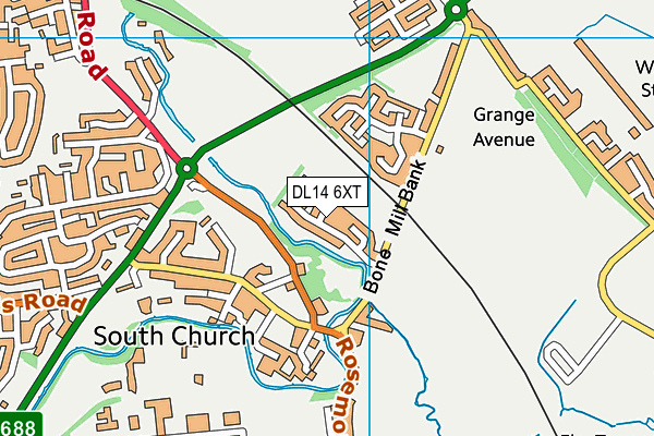 DL14 6XT map - OS VectorMap District (Ordnance Survey)