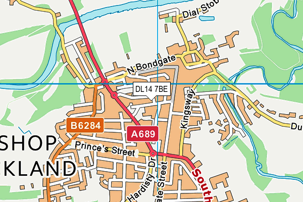 DL14 7BE map - OS VectorMap District (Ordnance Survey)