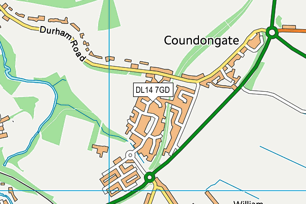 DL14 7GD map - OS VectorMap District (Ordnance Survey)