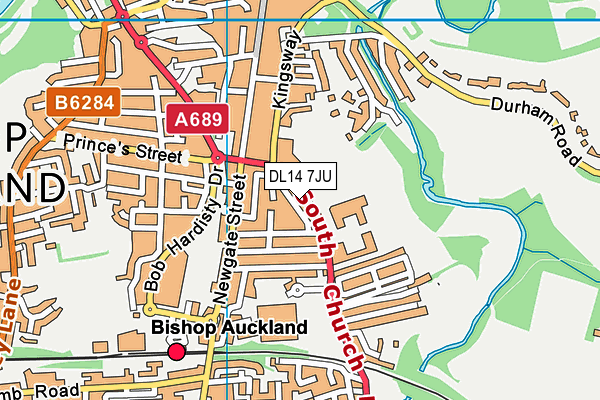 Bishop Auckland Cricket Club map (DL14 7JU) - OS VectorMap District (Ordnance Survey)