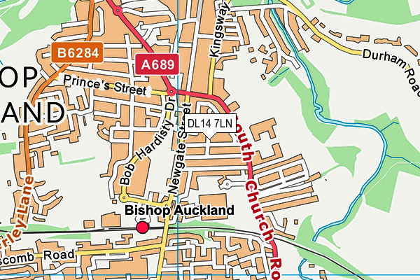 DL14 7LN map - OS VectorMap District (Ordnance Survey)