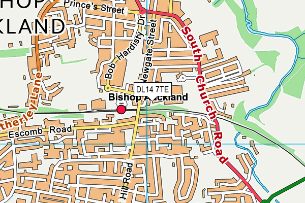 DL14 7TE map - OS VectorMap District (Ordnance Survey)