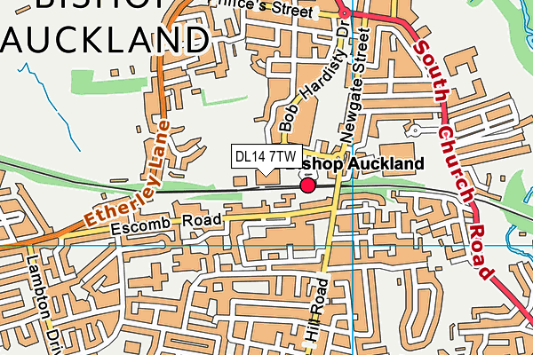DL14 7TW map - OS VectorMap District (Ordnance Survey)