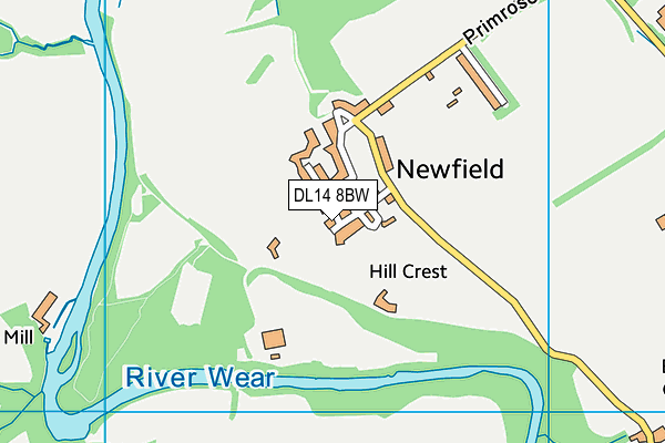 DL14 8BW map - OS VectorMap District (Ordnance Survey)