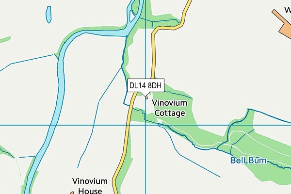 DL14 8DH map - OS VectorMap District (Ordnance Survey)