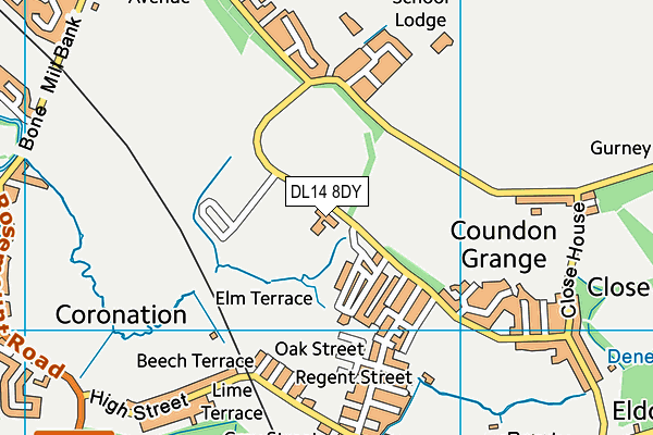 DL14 8DY map - OS VectorMap District (Ordnance Survey)