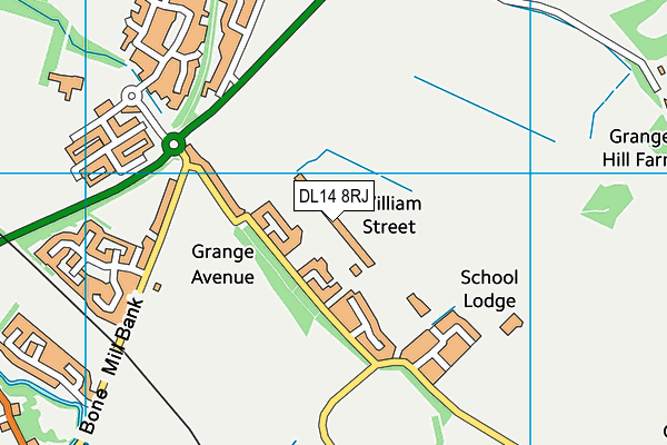 DL14 8RJ map - OS VectorMap District (Ordnance Survey)