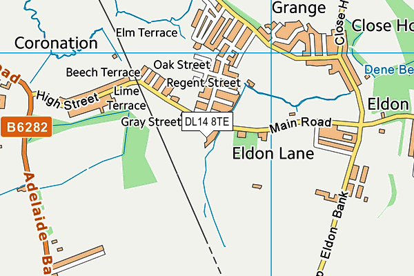 DL14 8TE map - OS VectorMap District (Ordnance Survey)