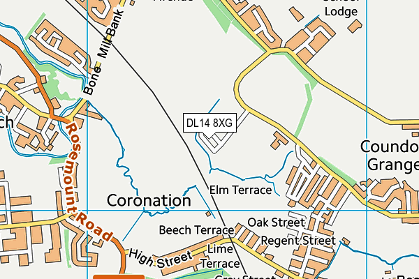 DL14 8XG map - OS VectorMap District (Ordnance Survey)