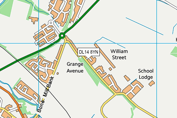 DL14 8YN map - OS VectorMap District (Ordnance Survey)
