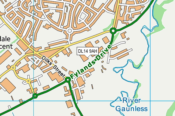 DL14 9AH map - OS VectorMap District (Ordnance Survey)