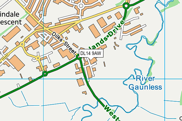 DL14 9AW map - OS VectorMap District (Ordnance Survey)