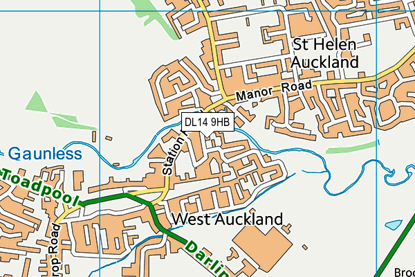 DL14 9HB map - OS VectorMap District (Ordnance Survey)