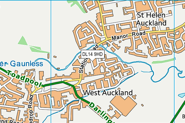 DL14 9HD map - OS VectorMap District (Ordnance Survey)