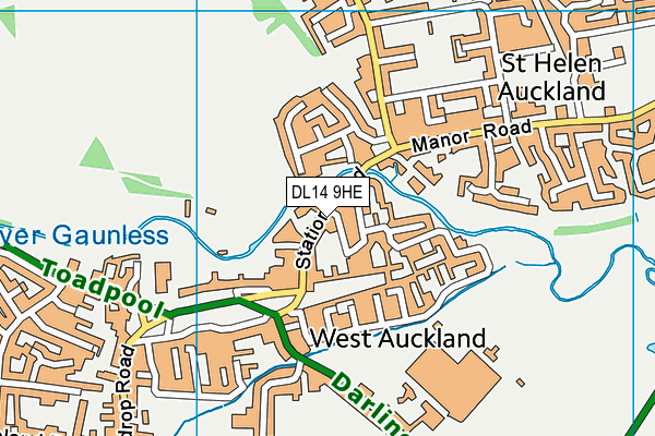 DL14 9HE map - OS VectorMap District (Ordnance Survey)