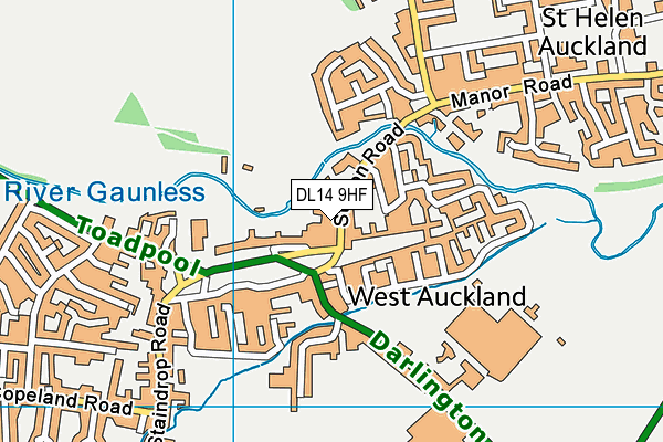DL14 9HF map - OS VectorMap District (Ordnance Survey)