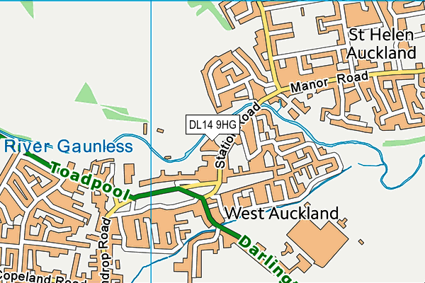 DL14 9HG map - OS VectorMap District (Ordnance Survey)
