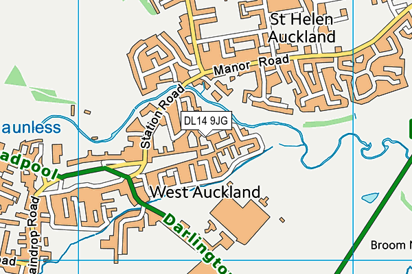 DL14 9JG map - OS VectorMap District (Ordnance Survey)