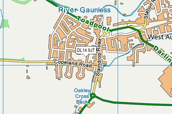 DL14 9JT map - OS VectorMap District (Ordnance Survey)