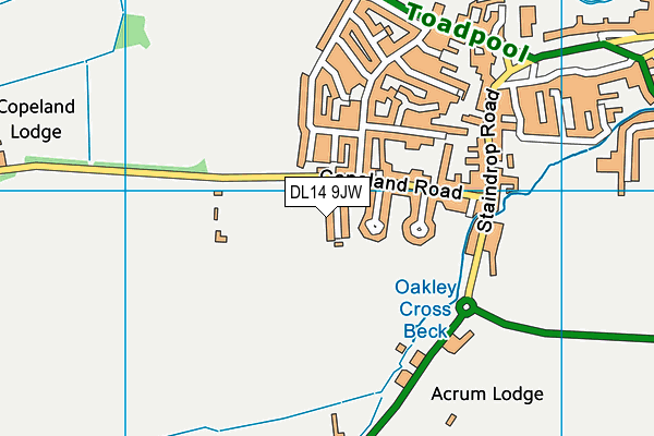 DL14 9JW map - OS VectorMap District (Ordnance Survey)