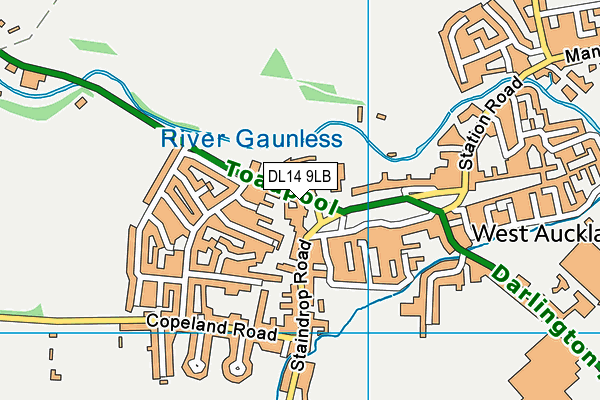 DL14 9LB map - OS VectorMap District (Ordnance Survey)