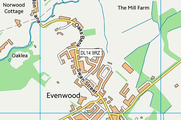 DL14 9RZ map - OS VectorMap District (Ordnance Survey)