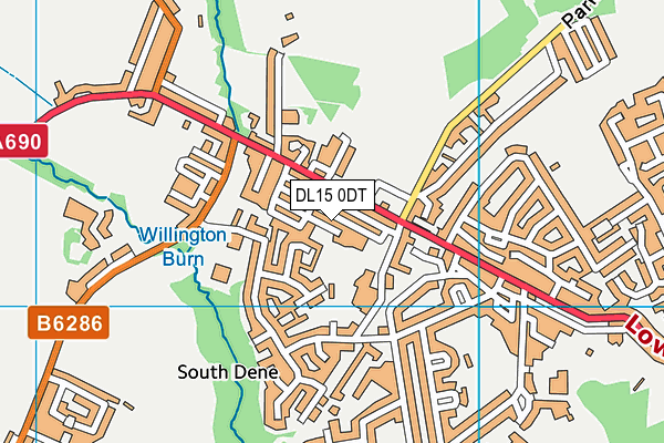DL15 0DT map - OS VectorMap District (Ordnance Survey)