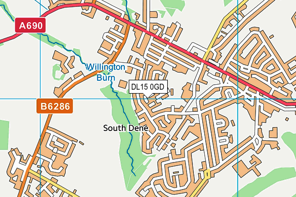 DL15 0GD map - OS VectorMap District (Ordnance Survey)