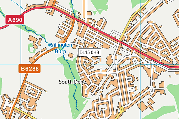 DL15 0HB map - OS VectorMap District (Ordnance Survey)