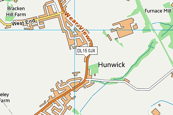 Hunwick Primary School map (DL15 0JX) - OS VectorMap District (Ordnance Survey)