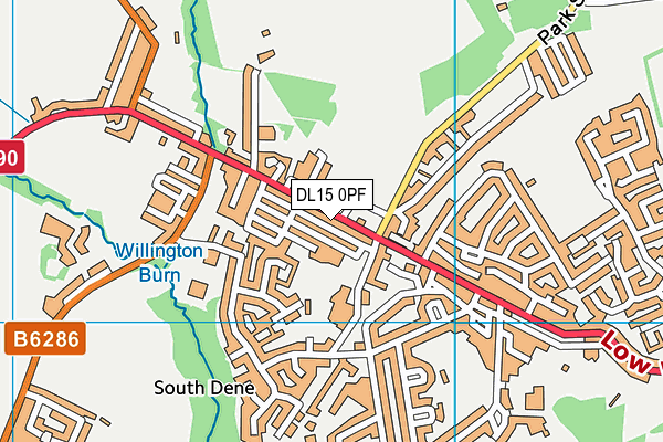 DL15 0PF map - OS VectorMap District (Ordnance Survey)
