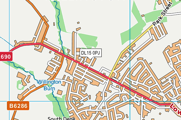 DL15 0PJ map - OS VectorMap District (Ordnance Survey)