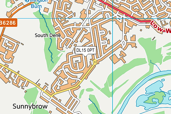 DL15 0PT map - OS VectorMap District (Ordnance Survey)