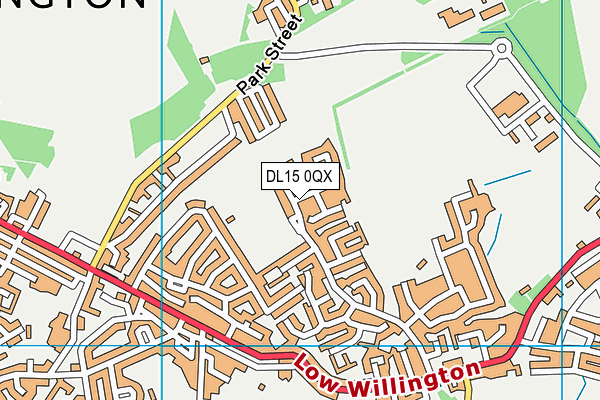 Willington Cricket Club map (DL15 0QX) - OS VectorMap District (Ordnance Survey)