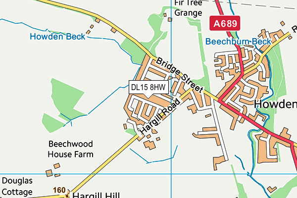 DL15 8HW map - OS VectorMap District (Ordnance Survey)