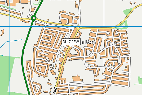 DL17 0EW map - OS VectorMap District (Ordnance Survey)