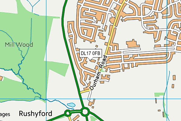 DL17 0FB map - OS VectorMap District (Ordnance Survey)
