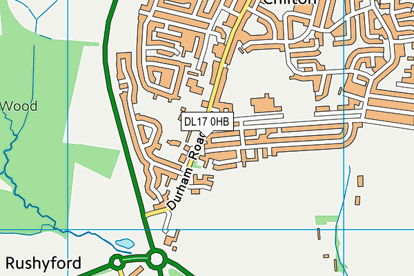 DL17 0HB map - OS VectorMap District (Ordnance Survey)