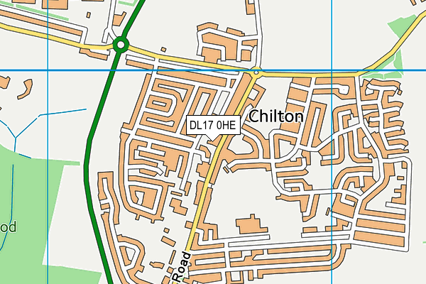 DL17 0HE map - OS VectorMap District (Ordnance Survey)