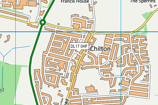 DL17 0HF map - OS VectorMap District (Ordnance Survey)