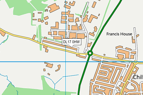 DL17 0HW map - OS VectorMap District (Ordnance Survey)