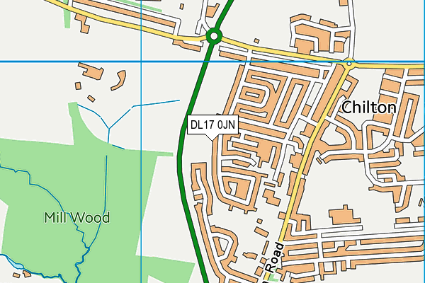 DL17 0JN map - OS VectorMap District (Ordnance Survey)