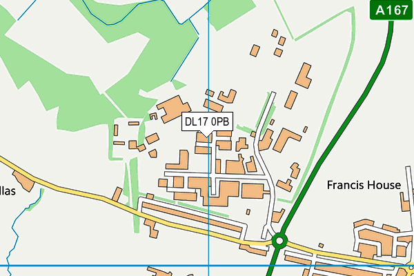 DL17 0PB map - OS VectorMap District (Ordnance Survey)