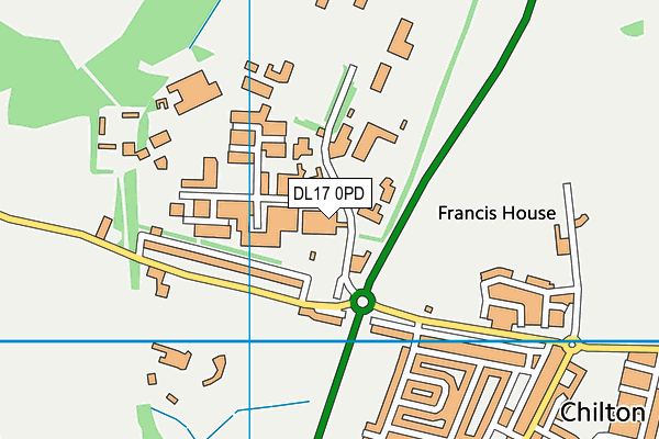 DL17 0PD map - OS VectorMap District (Ordnance Survey)