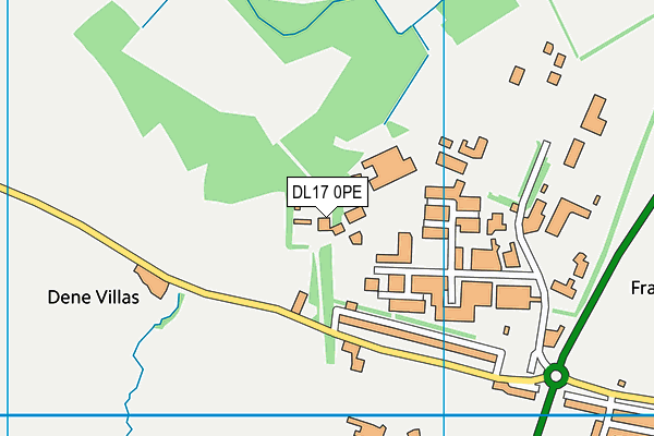 DL17 0PE map - OS VectorMap District (Ordnance Survey)